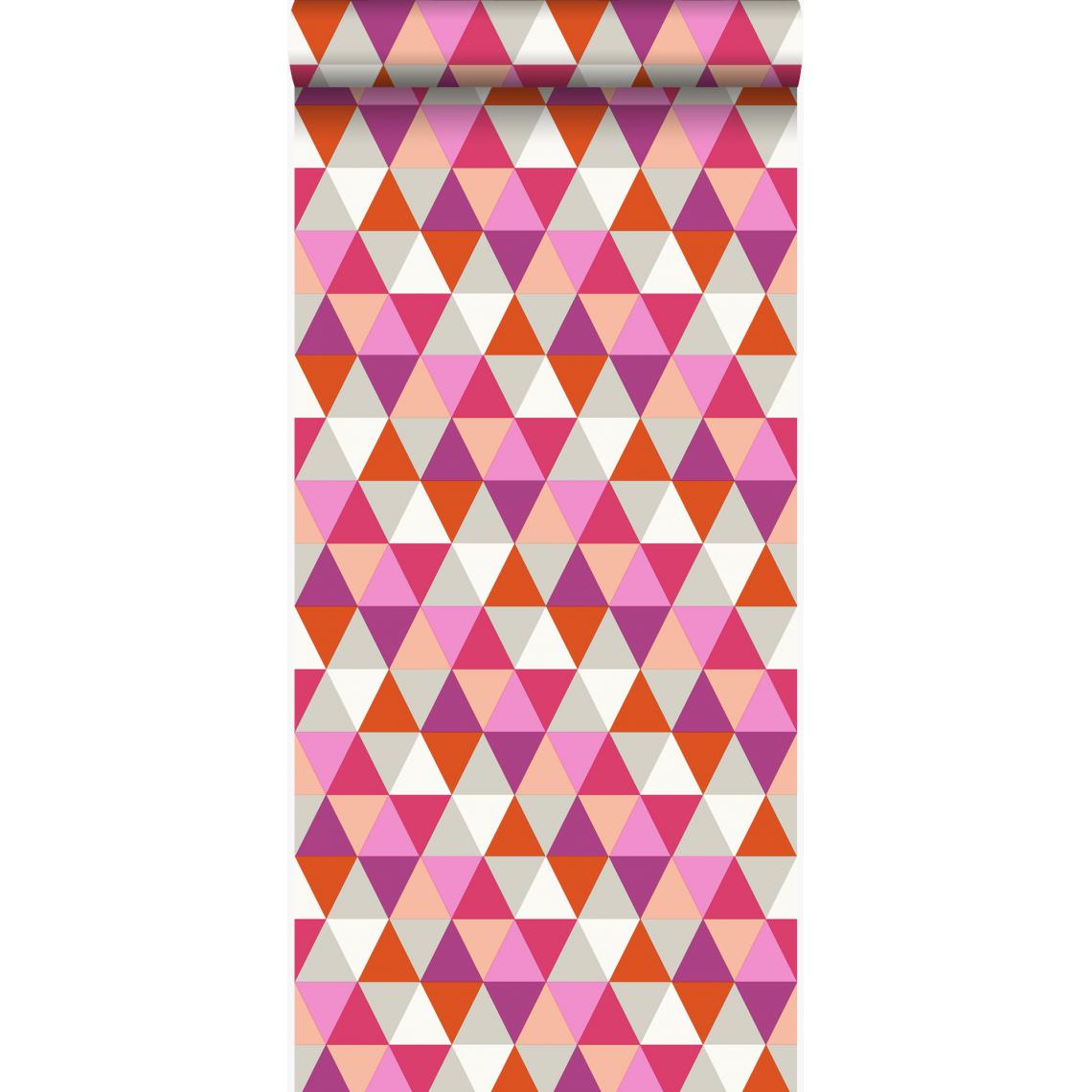 Origin - Origin papier peint triangles rose et orange - 347201 - 53 cm x 10,05 m - Papier peint
