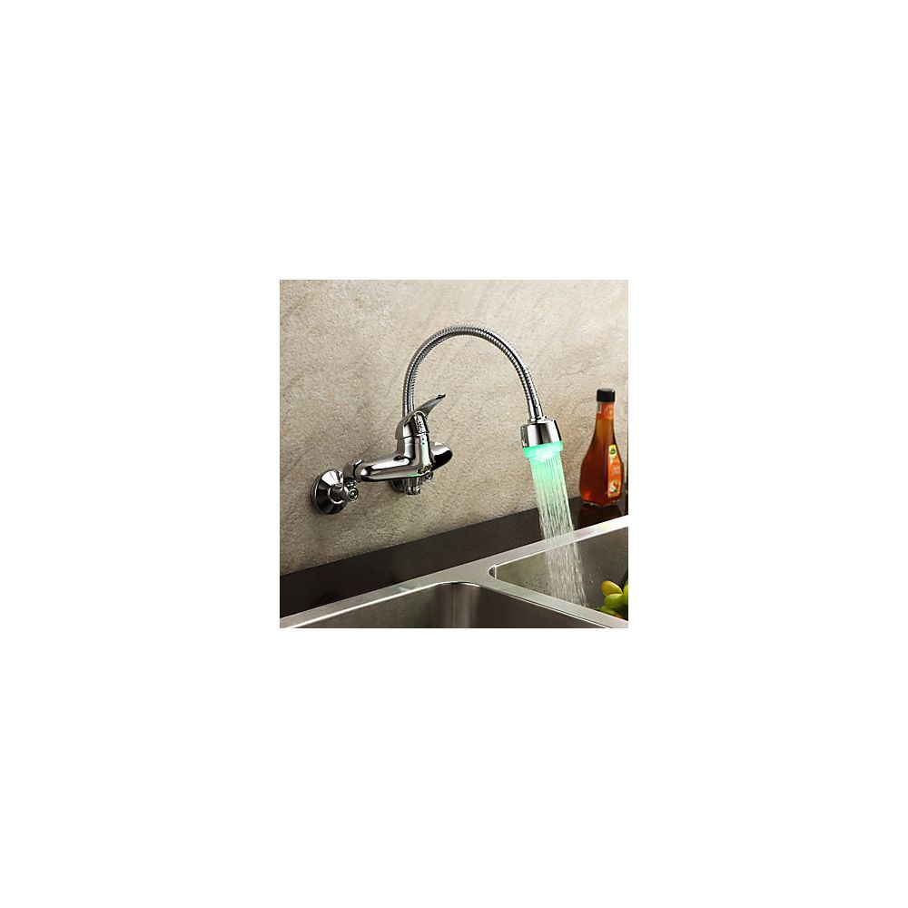 Lookshop - Robinet de cuisine mural avec bec verseur flexible et LED - Robinet de lavabo