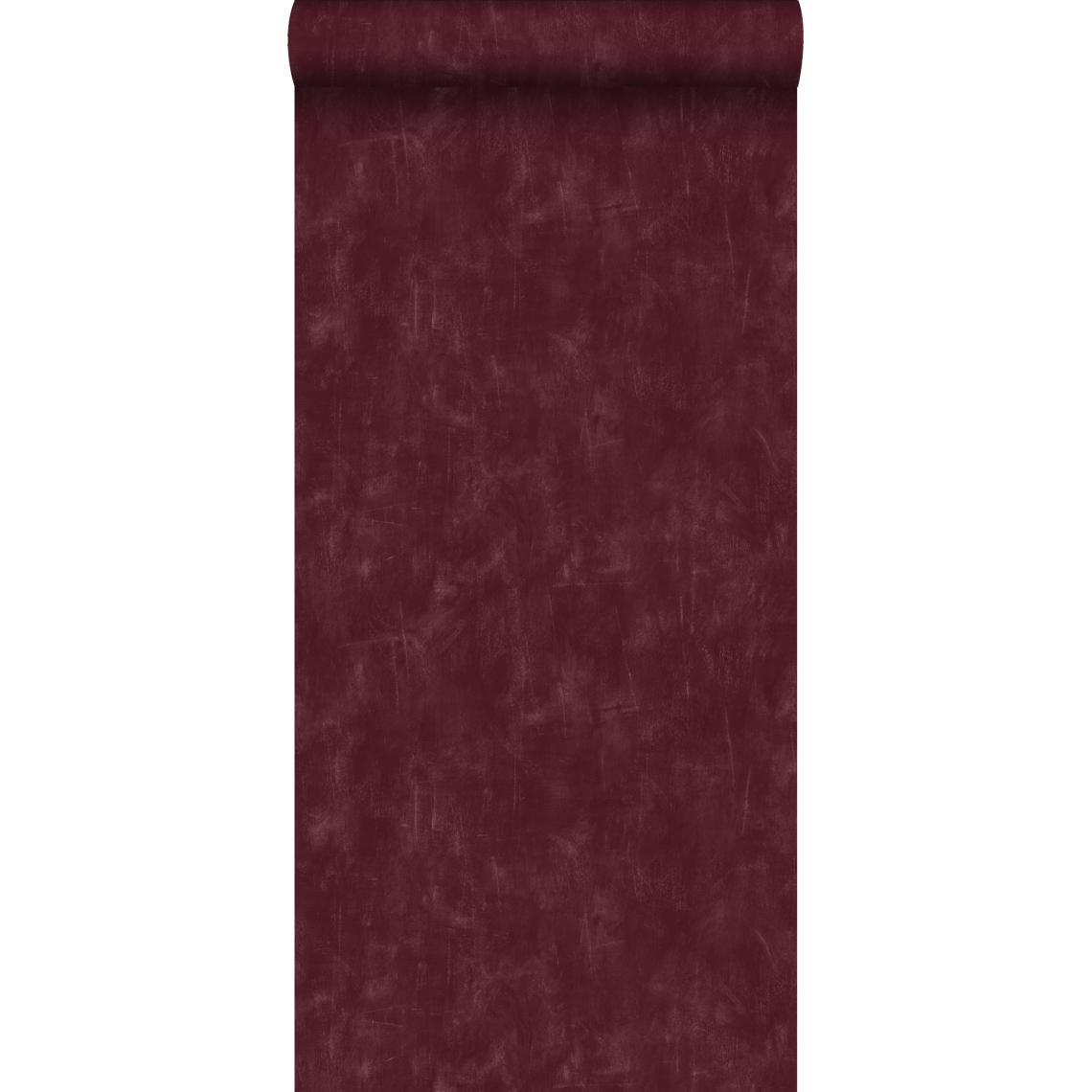 ESTAhome - ESTAhome papier peint uni à effet pictural rouge bordeaux - 148724 - 0.53 x 10.05 m - Papier peint