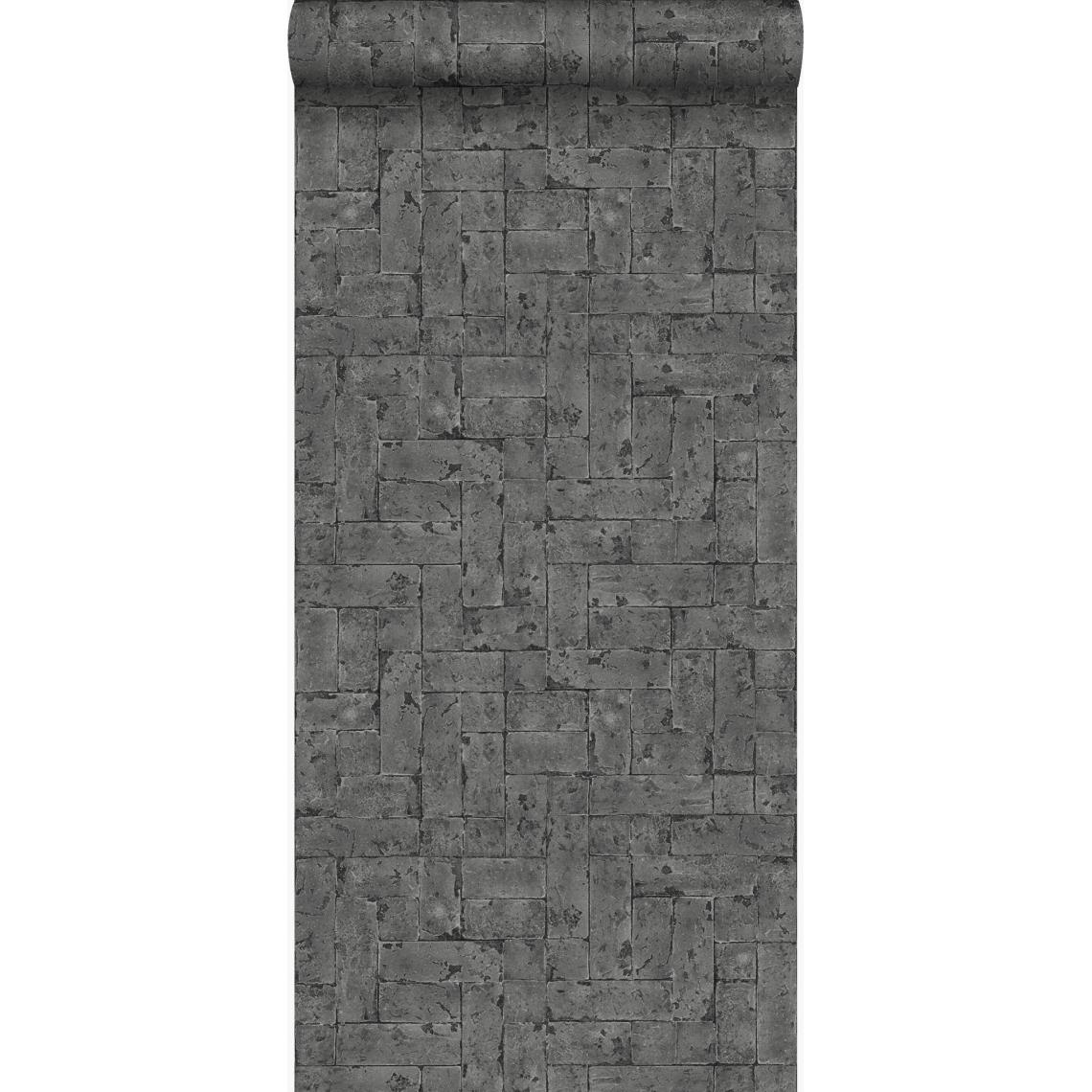 Origin - Origin papier peint brique noir - 347571 - 53 cm x 10.05 m - Papier peint