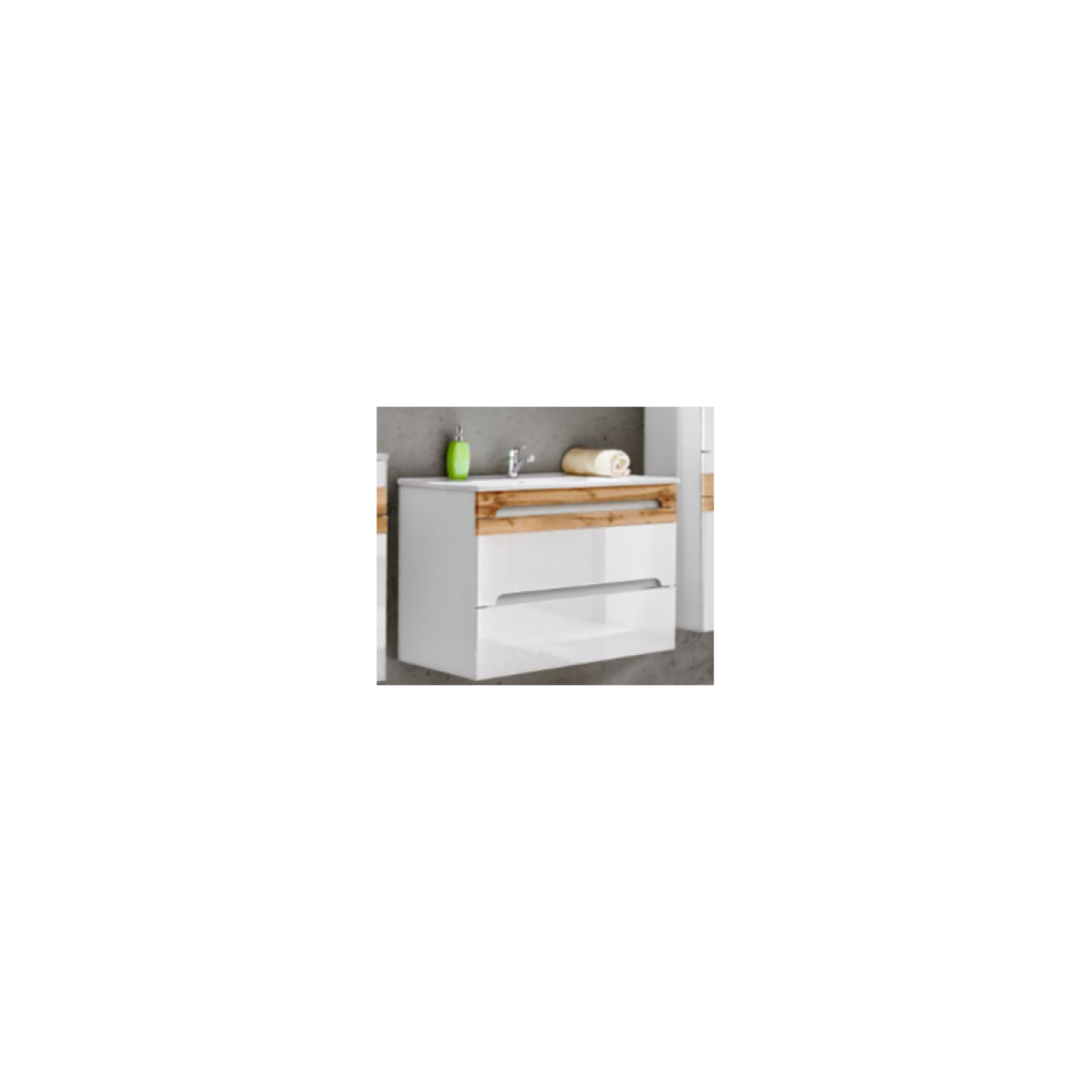 Ac-Deco - Ensemble meuble vasque de salle de bain - Blanc - 60 cm - Galaxy Bialy - Vasque