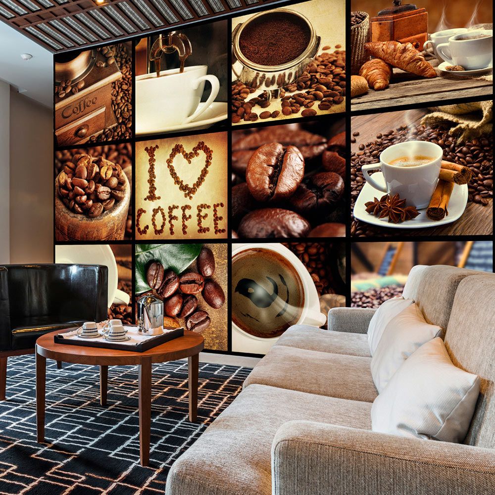 Bimago - Papier peint - Coffee - Collage - Décoration, image, art | Motifs de cuisine | - Papier peint