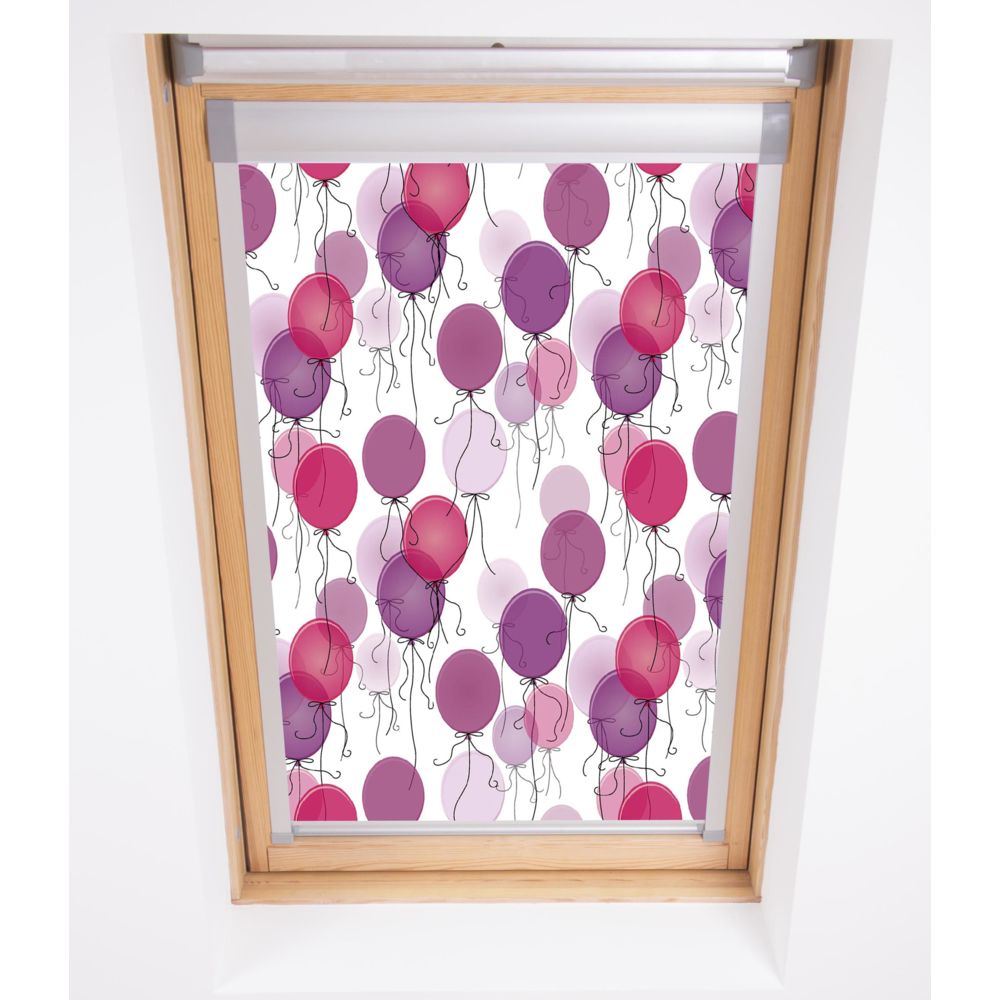 Bloc Blinds - Store opaque pour l'ajustement des fenêtres de toit Velux, M08, Ballons roses - Store compatible Velux