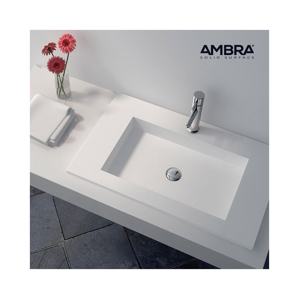 Ambra - Plan vasque intégrée 75 cm en Solid surface - Lilia - Vasque