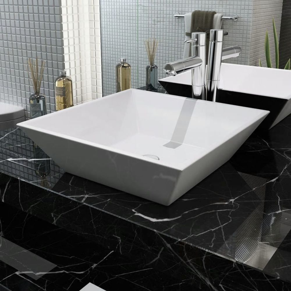 marque generique - sublime Éviers et lavabos serie Asuncion Lavabo carrée Céramique Blanc 41,5 x 41,5 x 12 cm - Lavabo