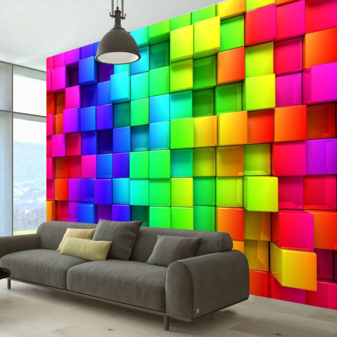 Artgeist - Papier peint - Colourful Cubes .Taille : 350x245 - Papier peint