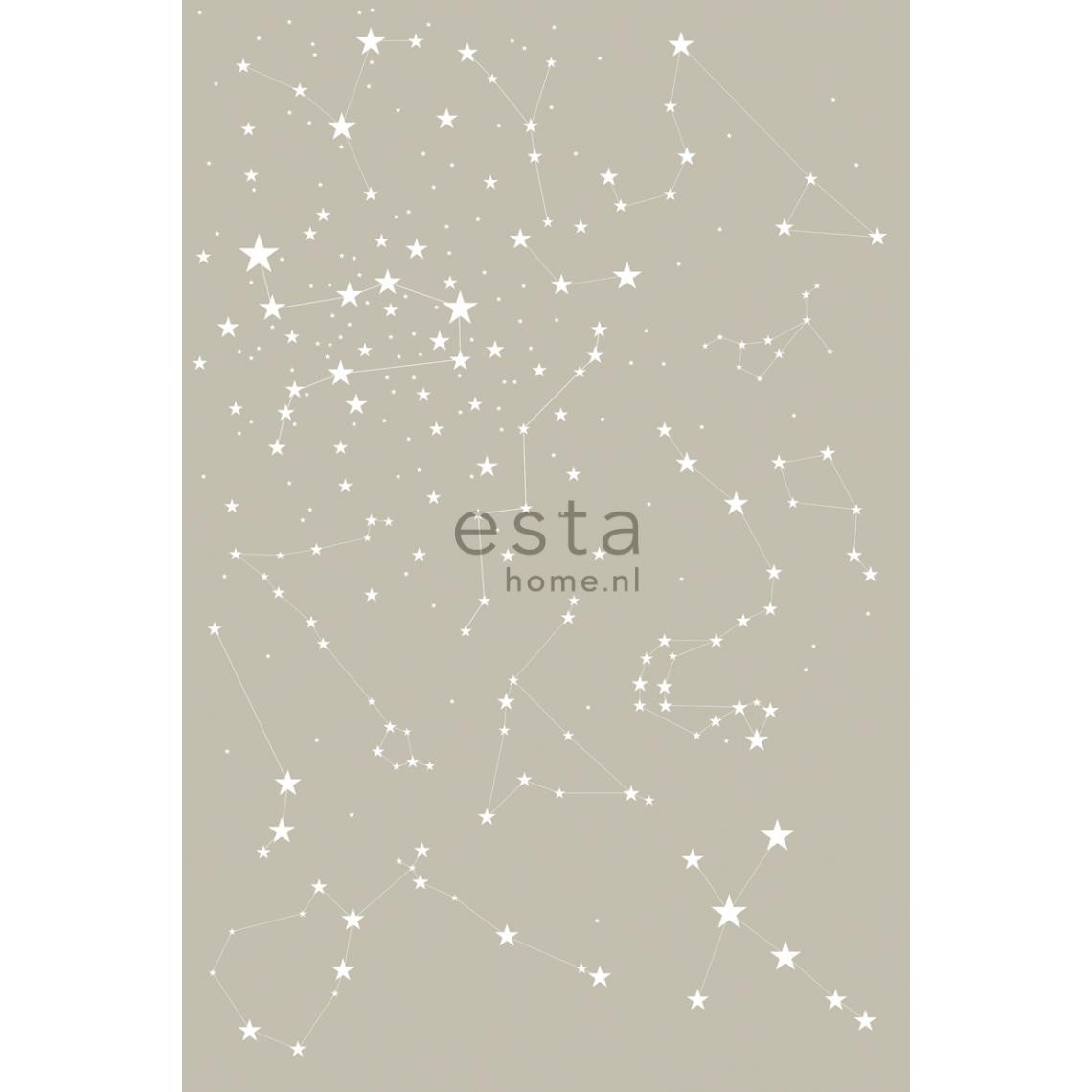 ESTAhome - ESTAhome papier peint panoramique à motid d'étoiles taupe - 158705 - 186 cm x 2,79 m - Papier peint