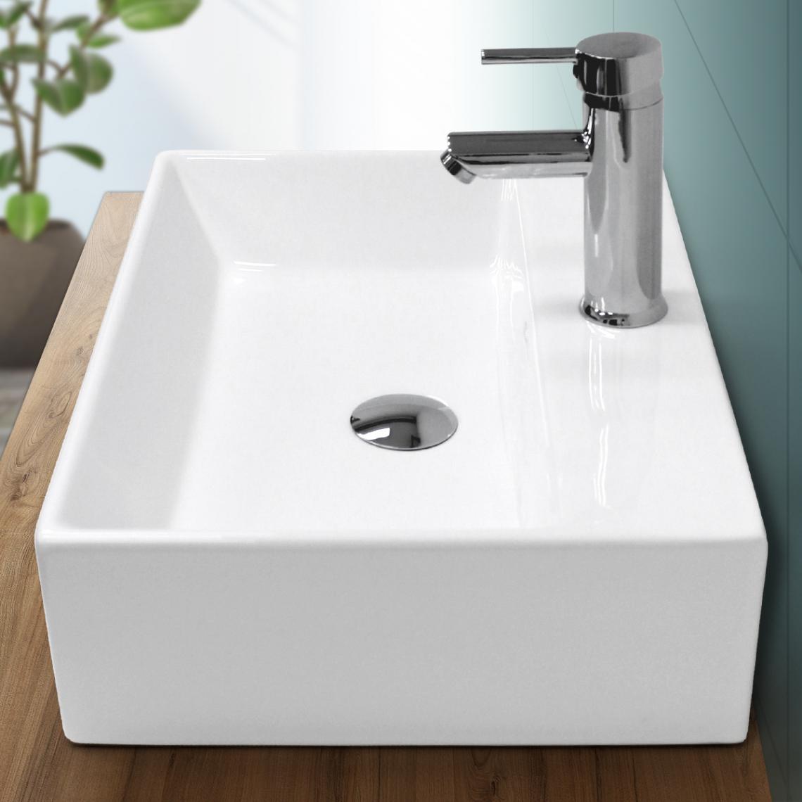 Ecd Germany - Lavabo vasque salle de bain en céramique suspendu / à poser angulaire 515x360mm - Lavabo