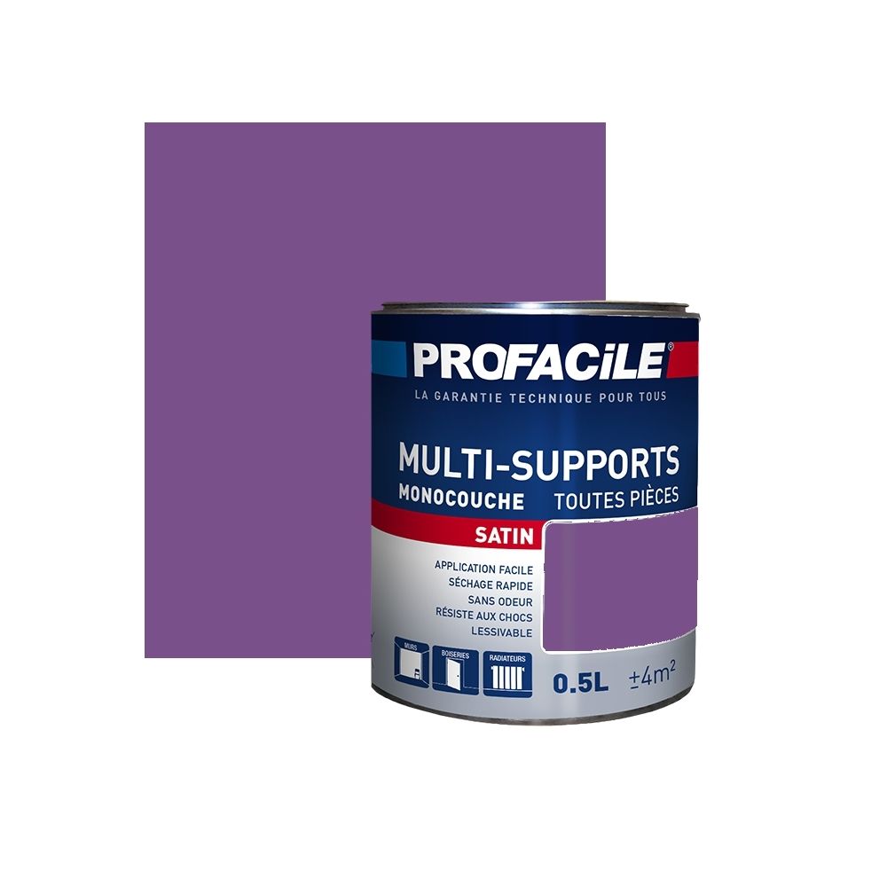 Profacile - Peinture intérieure multi-supports, PROFACILE-0.5 litre-Violette - Peinture & enduit rénovation