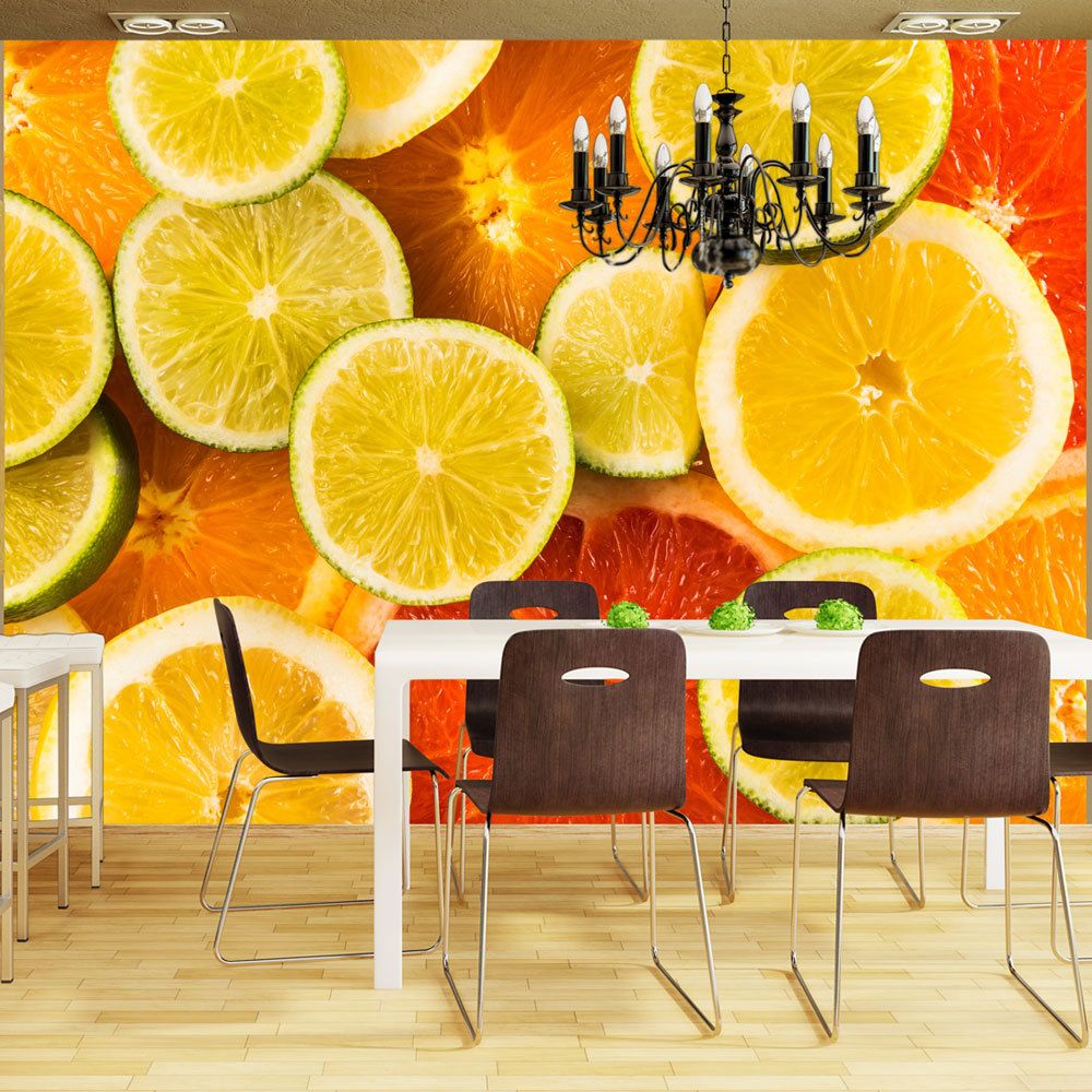 marque generique - 200x154 Papier peint Motifs de cuisine Stylé Citrus fruits - Papier peint