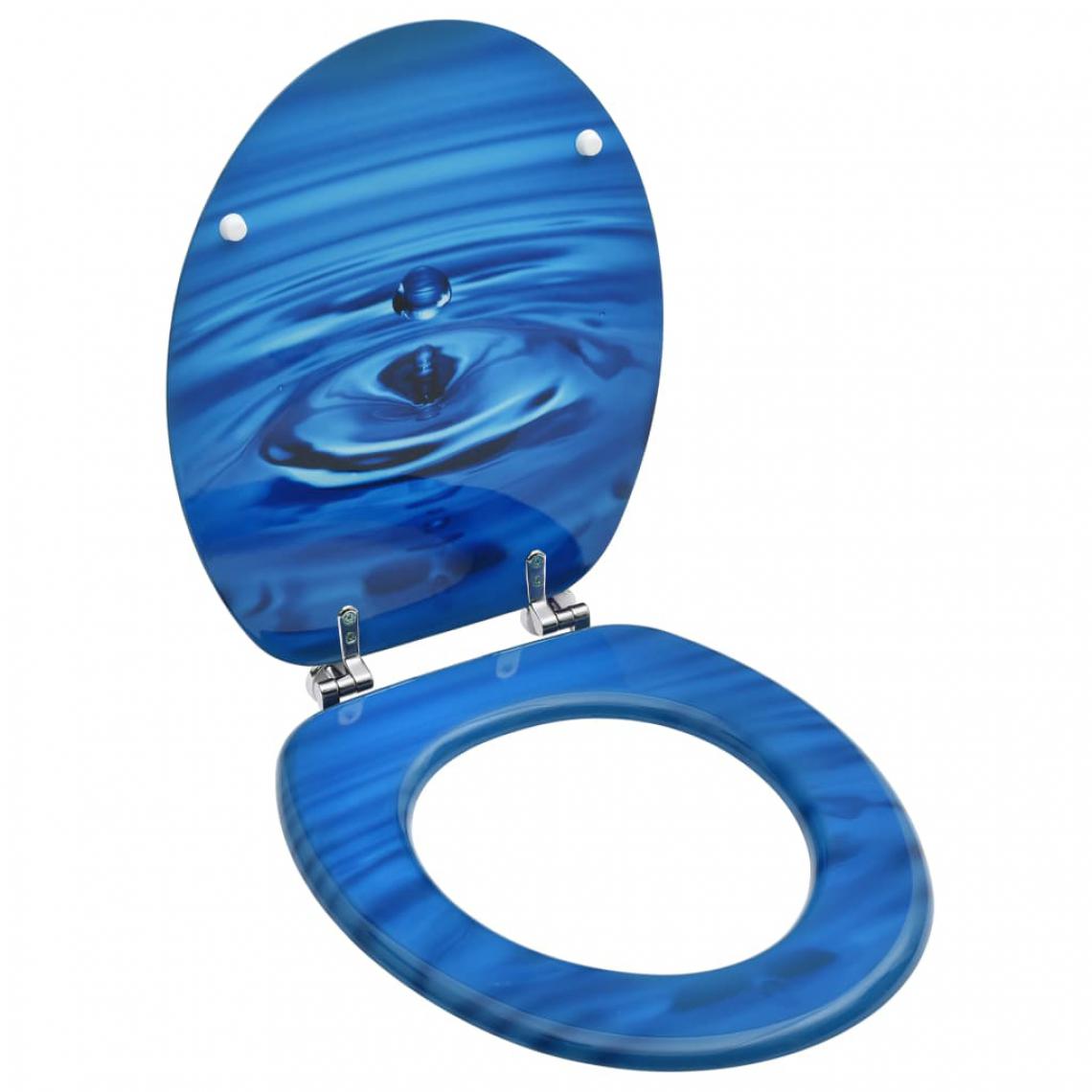 Icaverne - Superbe Accessoires pour bidets et toilettes serie Suva Siège de toilette avec couvercle MDF Bleu Gouttes d'eau - Abattant WC