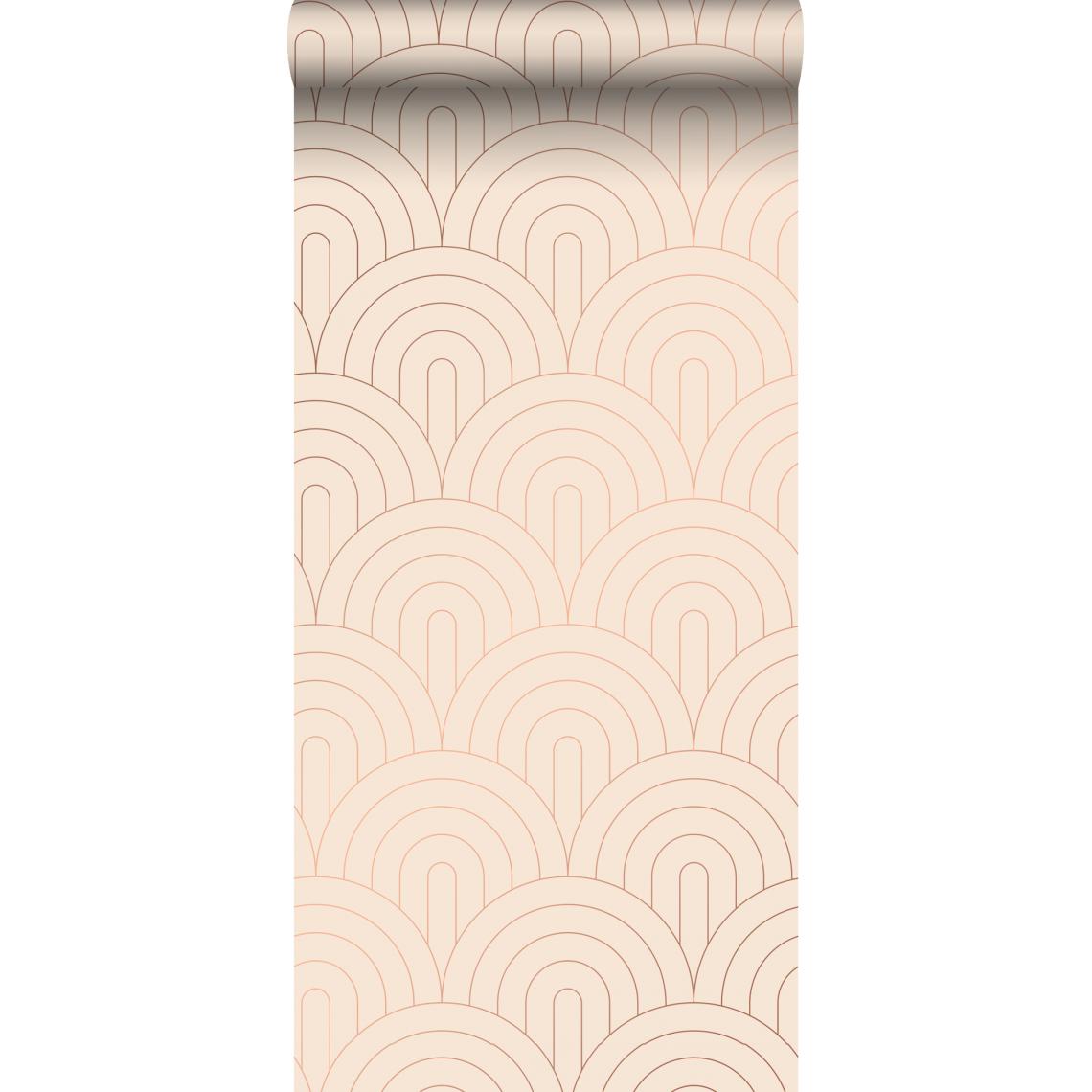 ESTAhome - ESTAhome papier peint art déco rose pêche clair et or rose - 139216 - 0.53 x 10.05 m - Papier peint