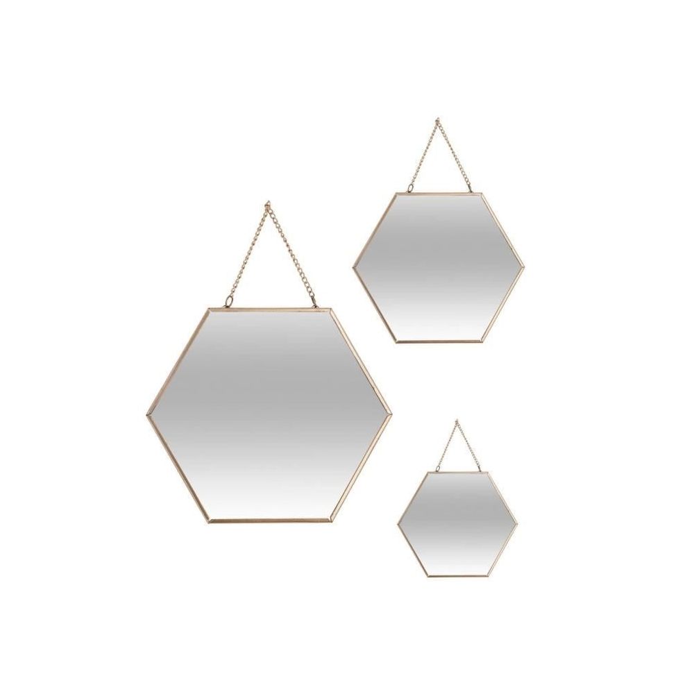 Icaverne - MIROIR Lot de 3 miroirs hexagonaux en métal - Doré - Miroir de salle de bain