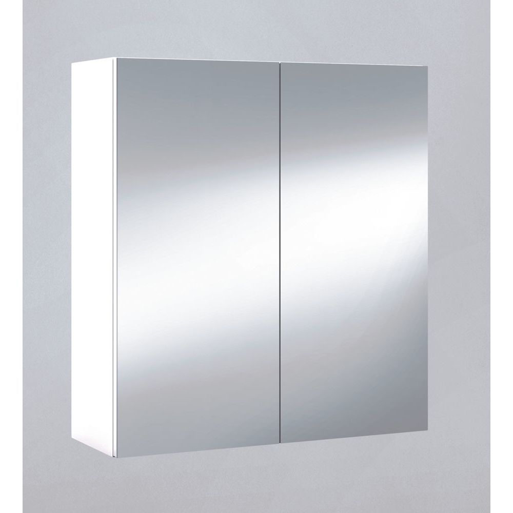 Pegane - Miroir de salle de bain avec rangements 2 portes en blanc brillant, 65 x 60 x 21 cm -PEGANE- - Miroir de salle de bain