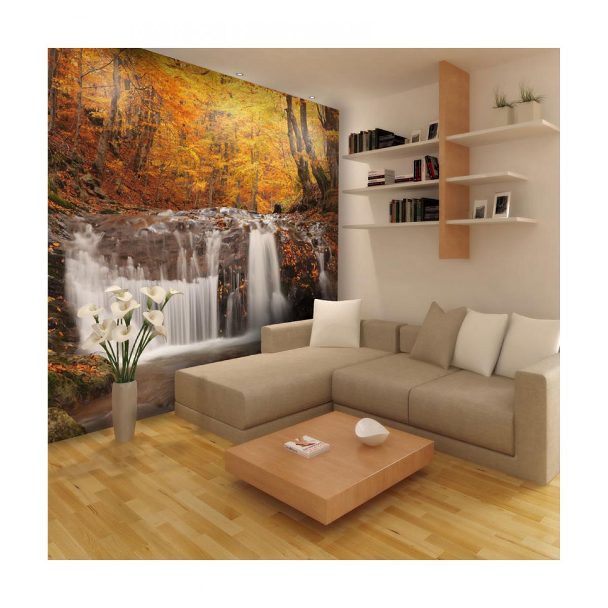 Artgeist - Papier peint - Autumn landscape : waterfall in forest 250x193 - Papier peint