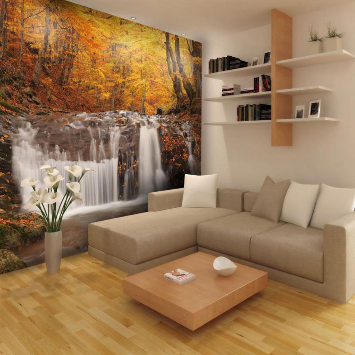 Artgeist - Papier peint - Autumn landscape : waterfall in forest .Taille : 350x270 - Papier peint