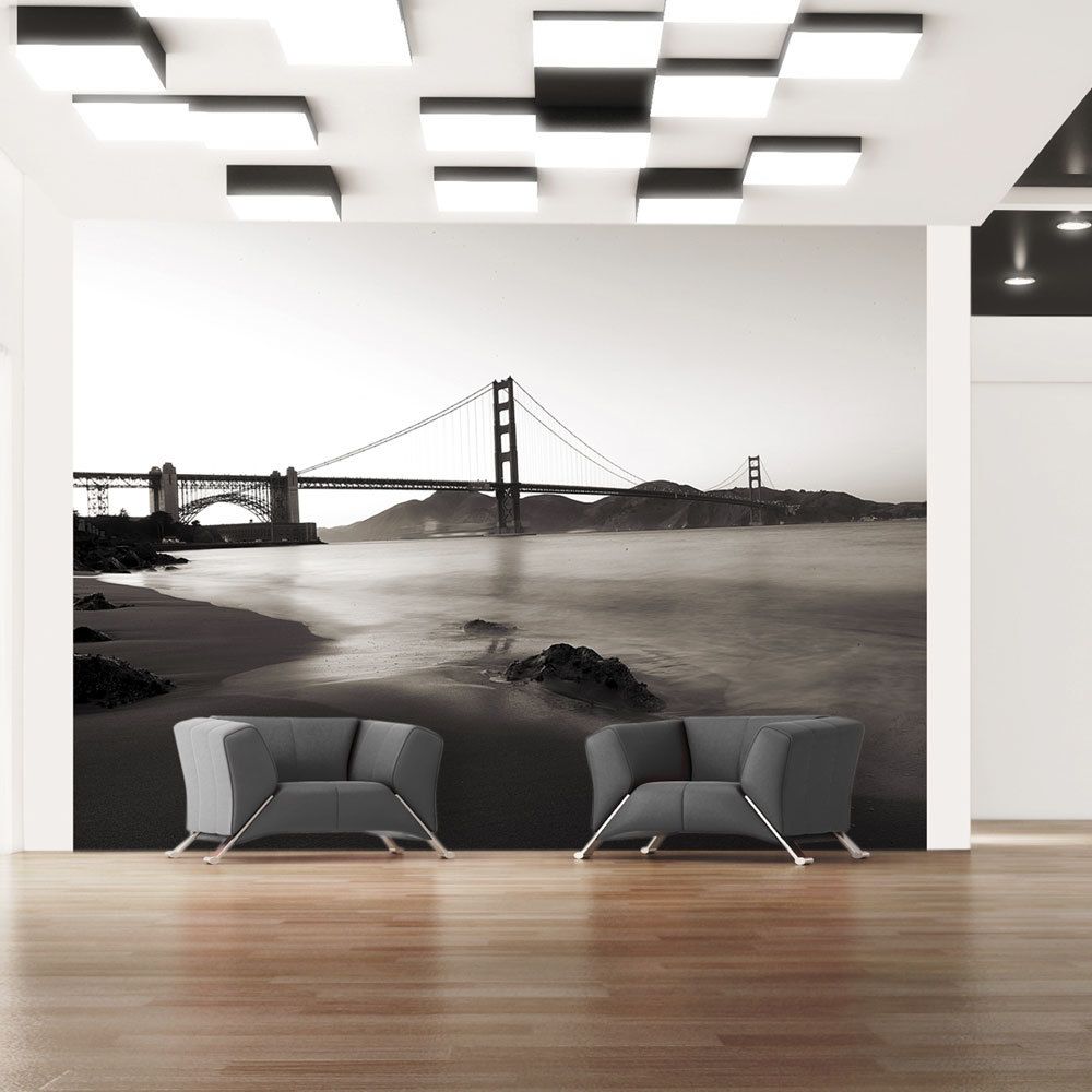 marque generique - 250x193 Papier peint San Francisco Ville et Architecture Distingué San Francisco : Golden Gate en noir et blanc - Papier peint