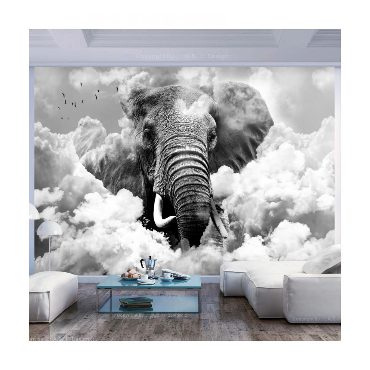 Artgeist - Papier peint - Elephant in the Clouds (Black and White) 150x105 - Papier peint