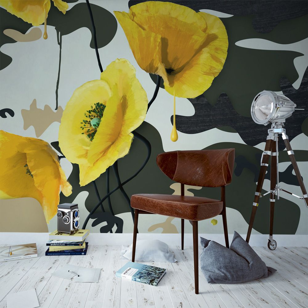 Bimago - Papier peint - Fresh paint - Décoration, image, art | Fonds et Dessins | Motifs floraux | - Papier peint