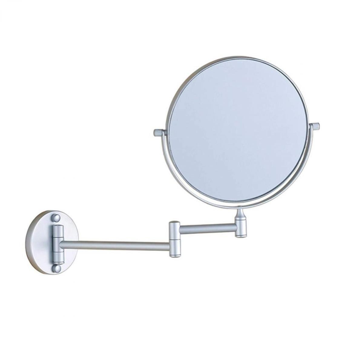 Universal - Montage mural salle de bains miroir pliant espace aluminium rétractable double face miroir 3x loupe miroir de maquillage | miroir de bain(Argent) - Miroir de salle de bain