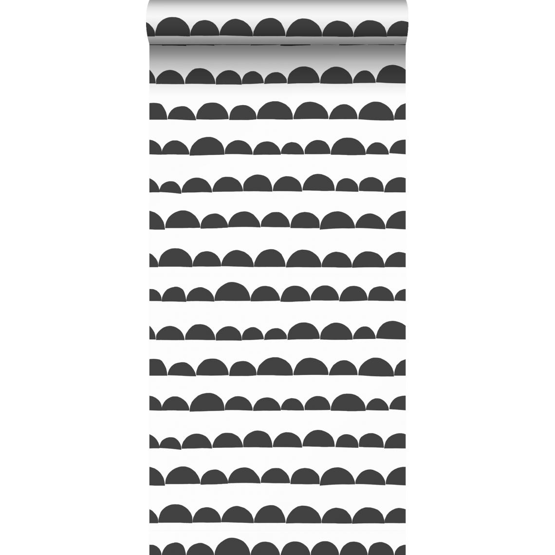 ESTAhome - ESTAhome papier peint motif graphique noir et blanc - 139268 - 0.53 x 10.05 m - Papier peint