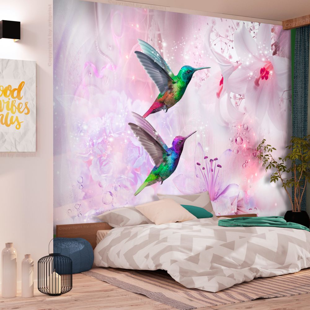 Bimago - Papier peint - Colourful Hummingbirds (Purple) - Décoration, image, art | Animaux | - Papier peint