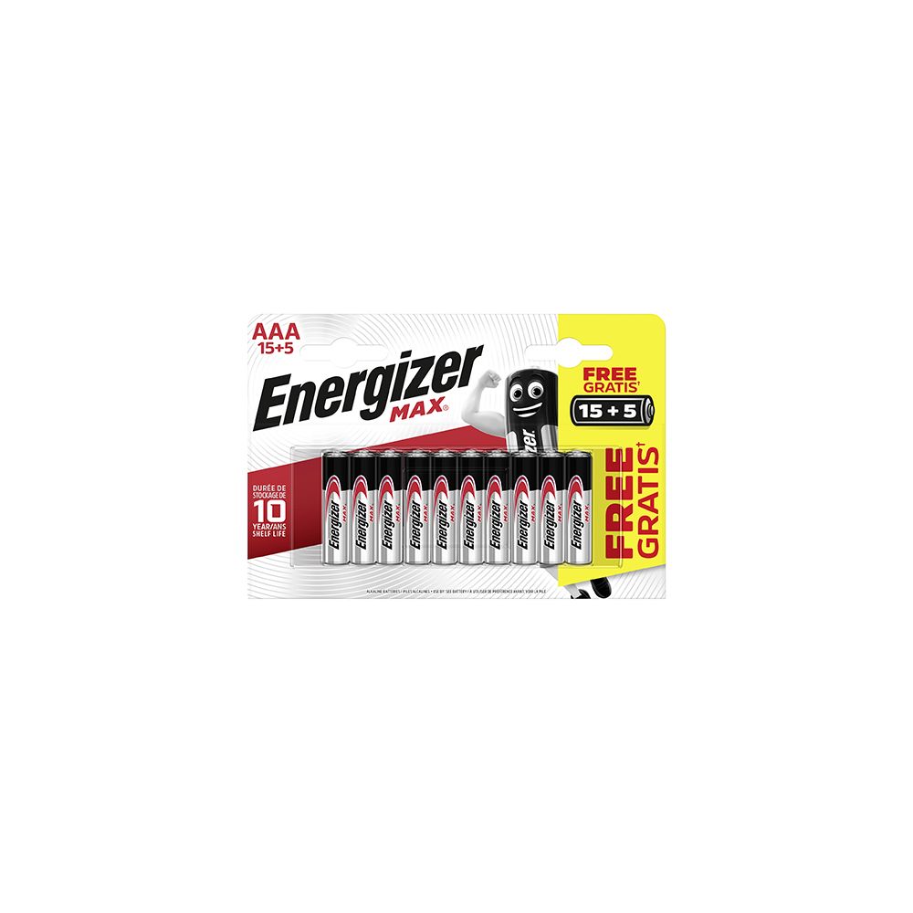 Energizer - Blister de 15 piles + 5 piles offertes LR03 Energizer Max - Piles rechargeables