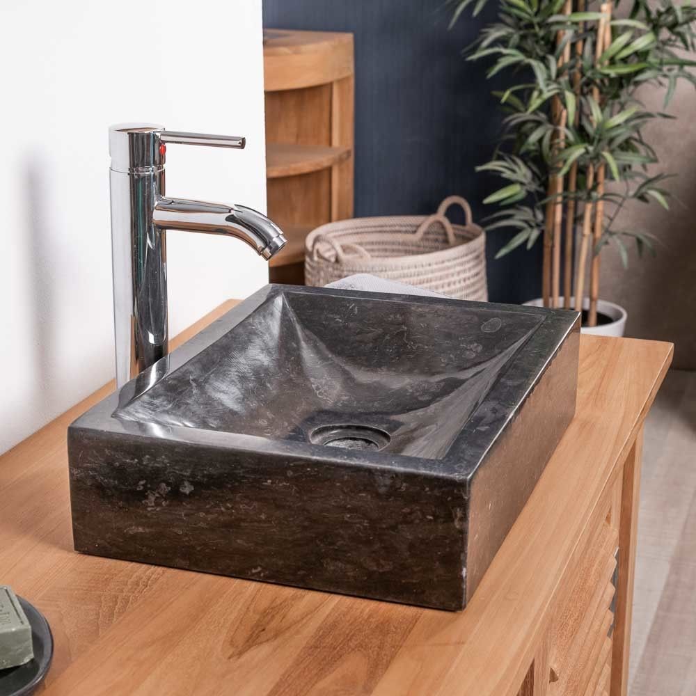 Wanda Collection - Vasque salle de bain à poser ALEXANDRIE rectangle 30cm x 40cm noir - Vasque