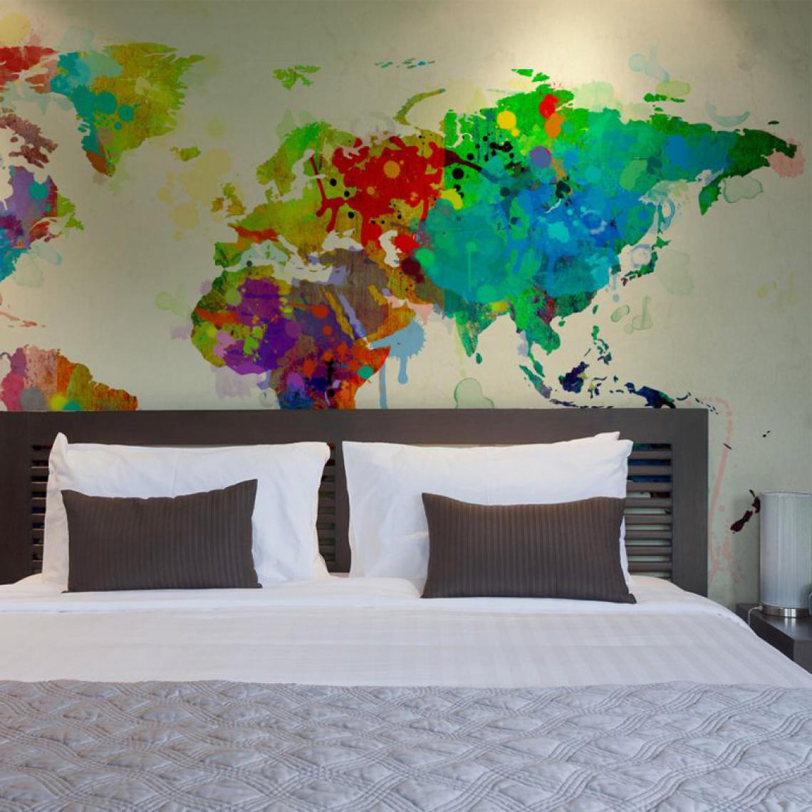 Artgeist - Papier peint - Paint splashes map of the World .Taille : 200x154 - Papier peint
