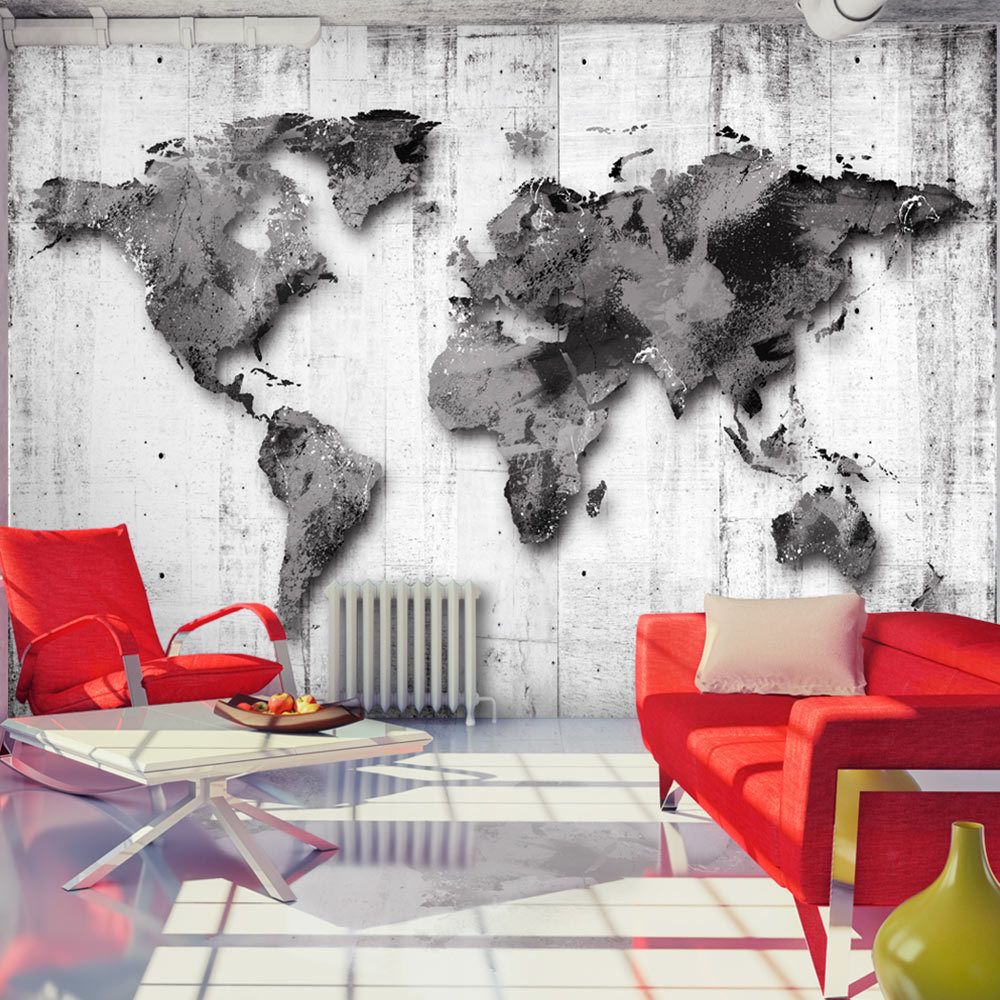 marque generique - 100x70 Papier peint Carte du monde Inedit World in Shades of Gray - Papier peint