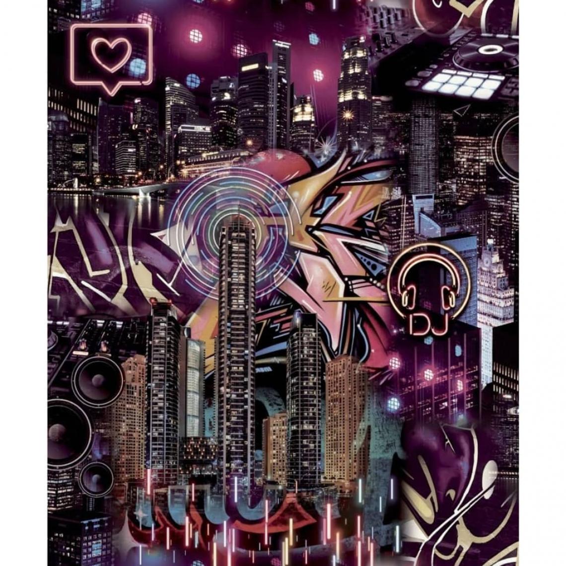 GOOD VIBES - Good Vibes Papier peint Skyscrapers City Icons Noir et rose - Papier peint