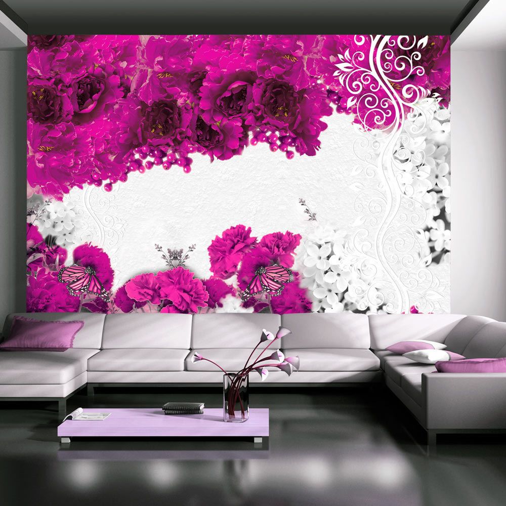 Bimago - Papier peint - Colors of spring: fuchsia - Décoration, image, art | Fleurs | Prairie | - Papier peint