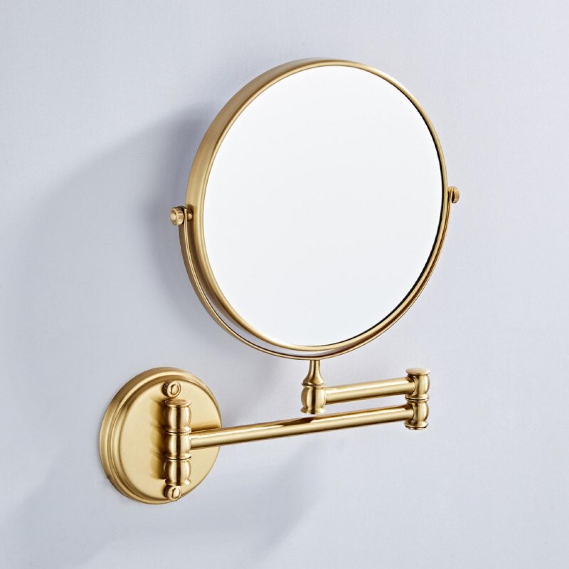 Universal - Miroir de bain en laiton et or 8 pouces miroir de maquillage de salle de bain pliant miroir rétractable double face(Or) - Miroir de salle de bain