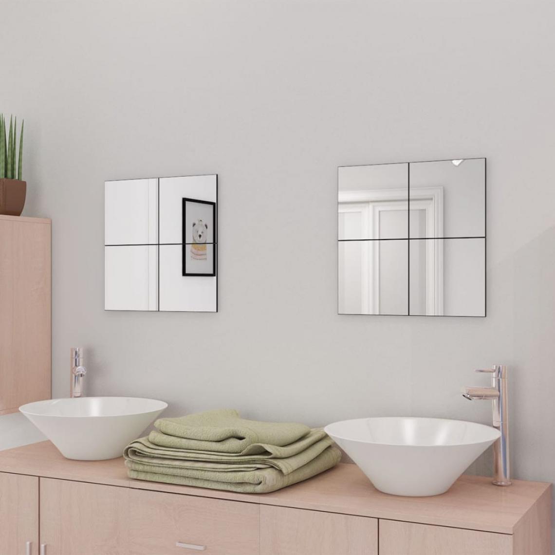 Chunhelife - Carreaux de miroir sans cadre 16 pcs 20,5 cm - Miroir de salle de bain