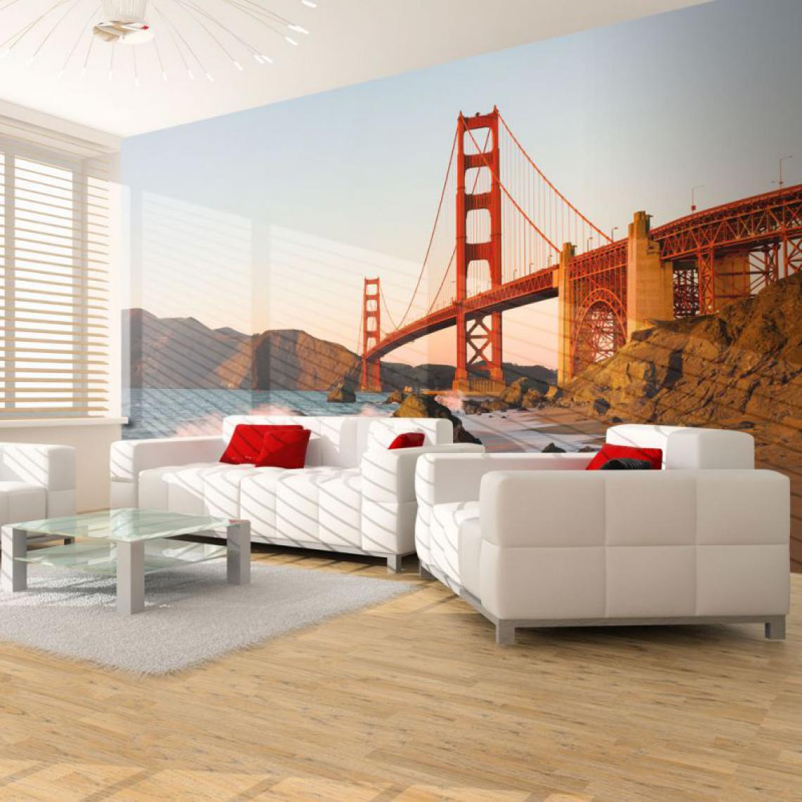 Artgeist - Papier peint - Pont du Golden Gate - coucher de soleil, San Francisco .Taille : 300x231 - Papier peint