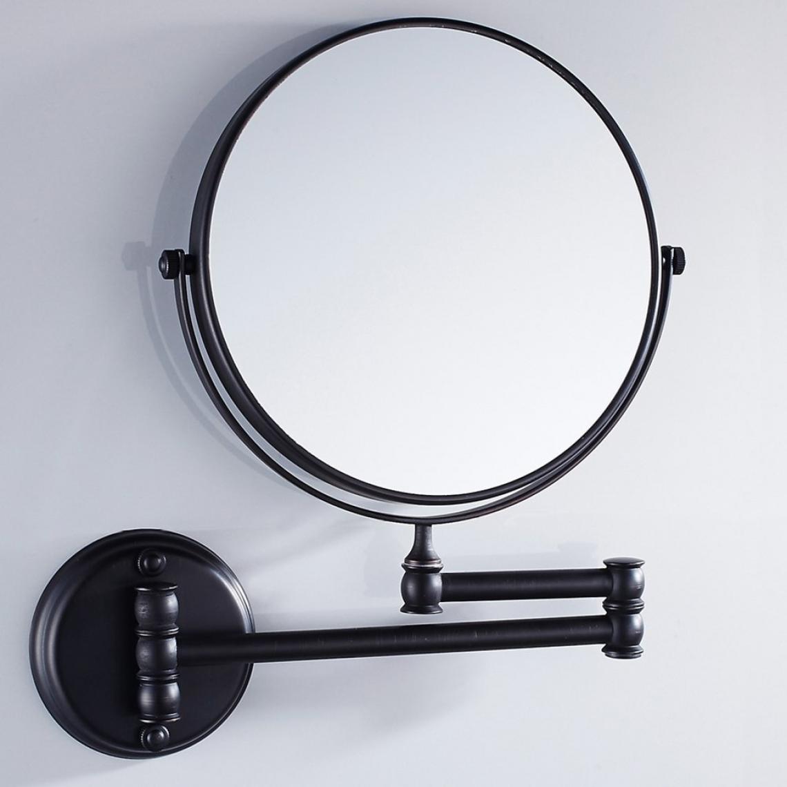 Universal - Miroir toilette en laiton de 8 pouces avec finition noire mate, maquillage mural pliant, loupe double face, antique | miroir de bain(Le noir) - Miroir de salle de bain
