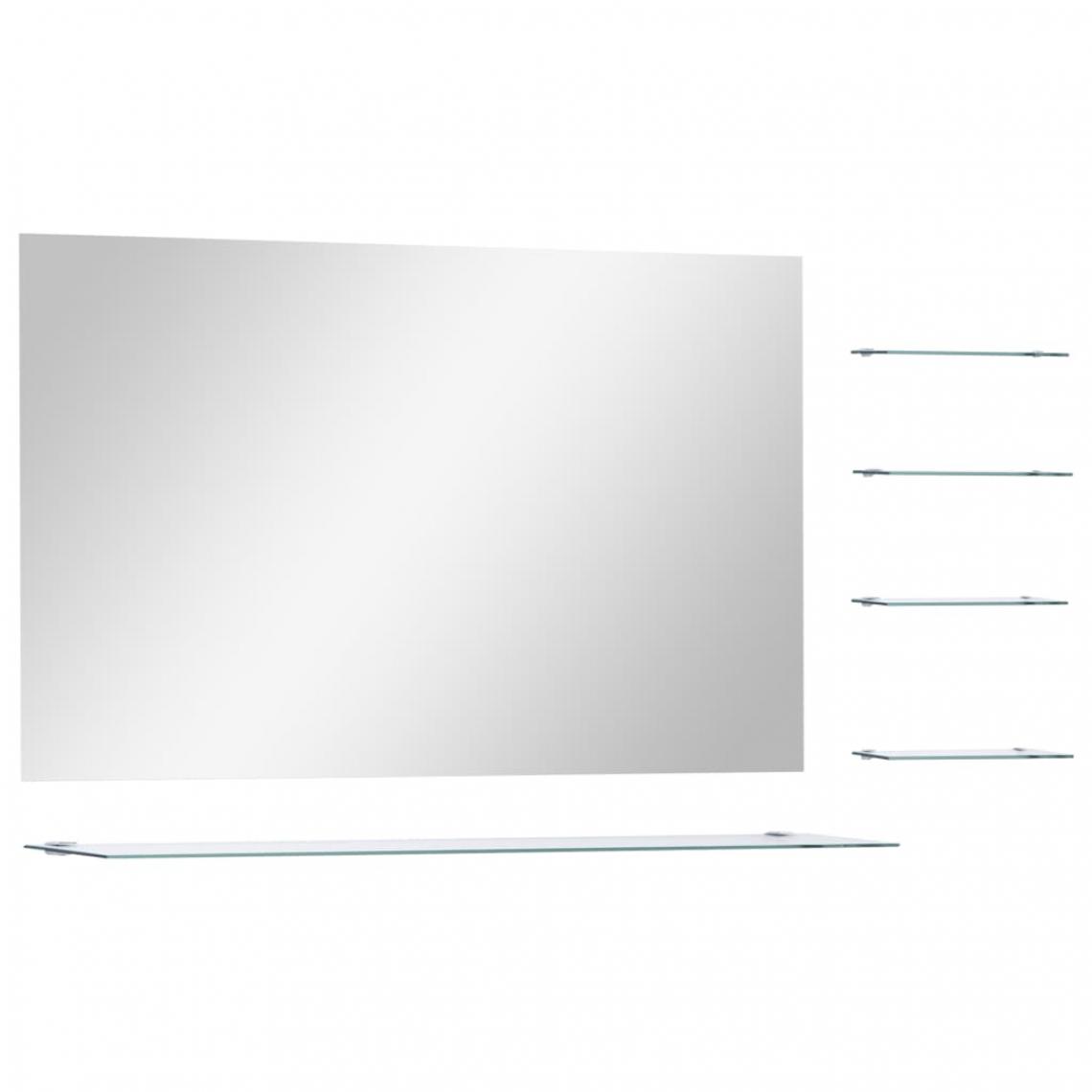Icaverne - Icaverne - Miroirs gamme Miroir mural avec 5 étagères Argenté 100 x 60 cm - Miroir de salle de bain