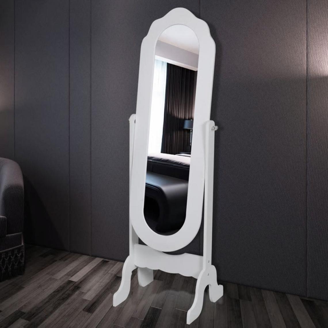 Chunhelife - Miroir sur pied réglable Blanc - Miroir de salle de bain