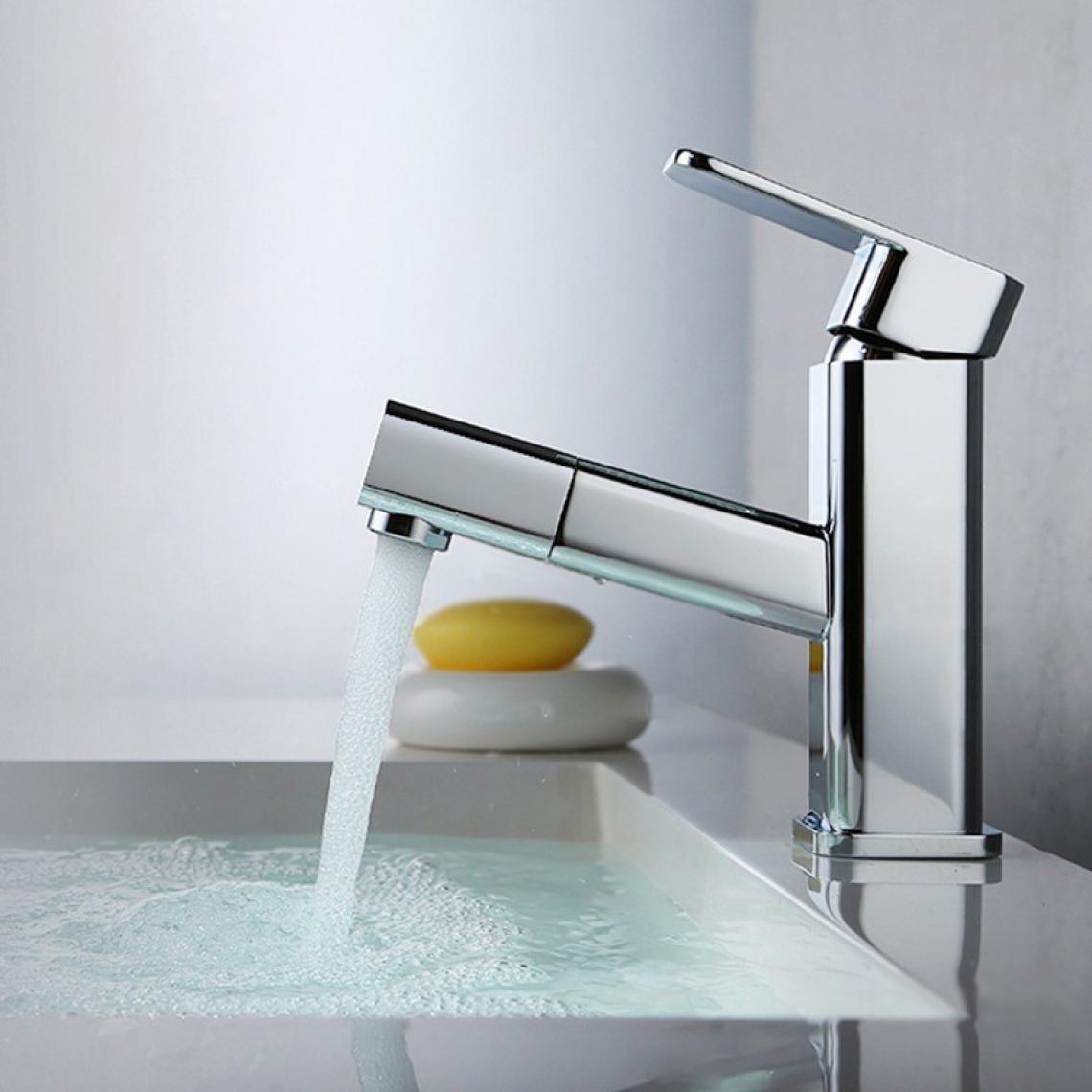 Kroos - Robinet lavabo mitigeur sophistiqué avec bec rétractable Chromé - Robinet de lavabo