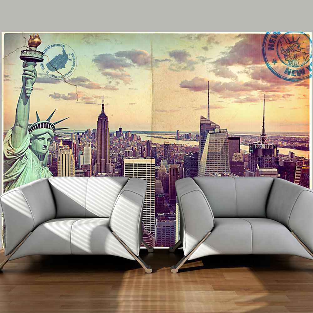 Bimago - Papier peint - Postcard from New York - Décoration, image, art | Ville et Architecture | New York | - Papier peint