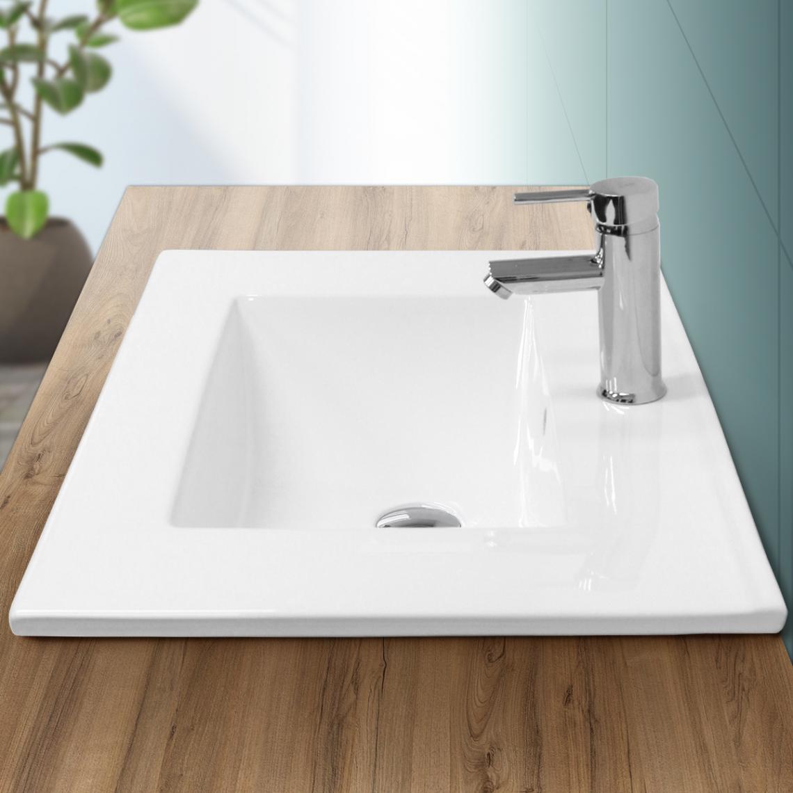 Ecd Germany - Vasque encastré lavabo évier salle de bain en céramique blanc 710 x 465 x 175 mm - Lavabo