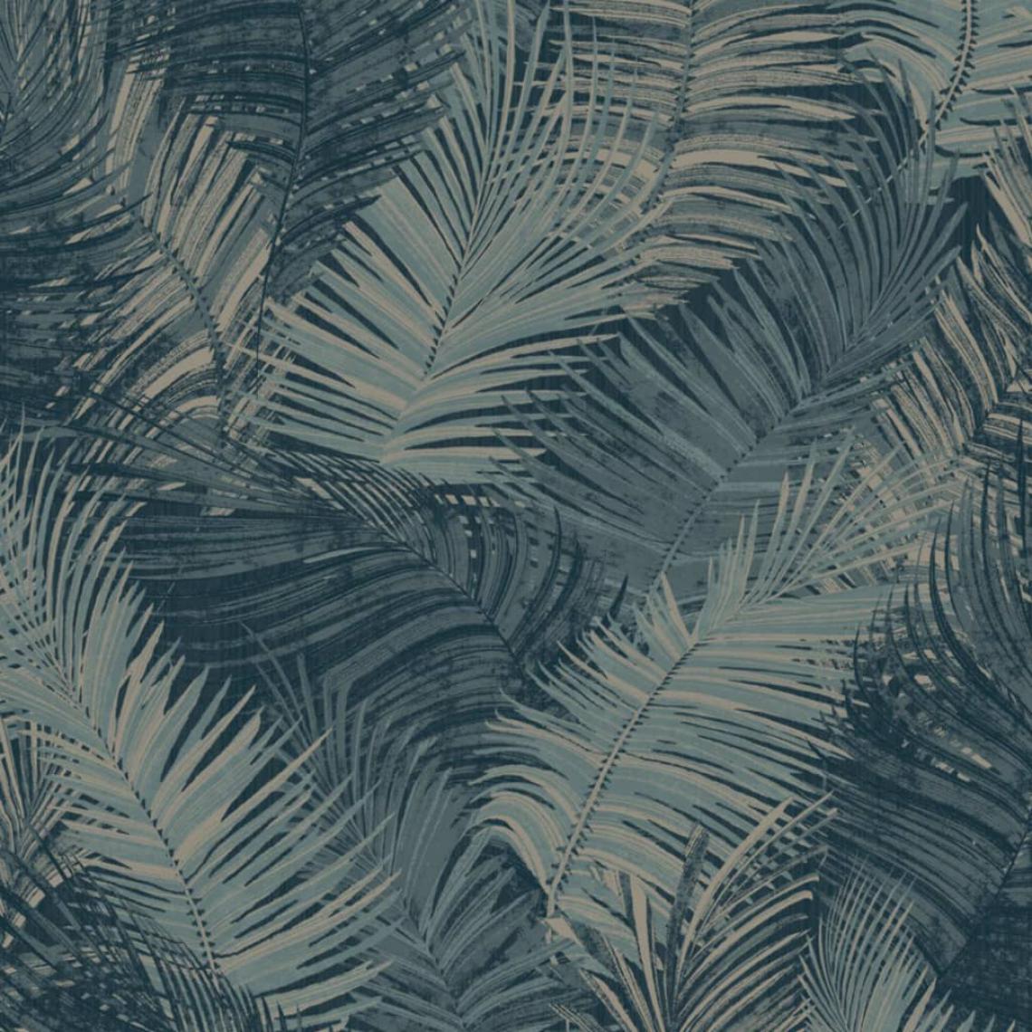 Dutch Wallcoverings - DUTCH WALLCOVERINGS Papier peint Palm Bleu pétrole - Papier peint