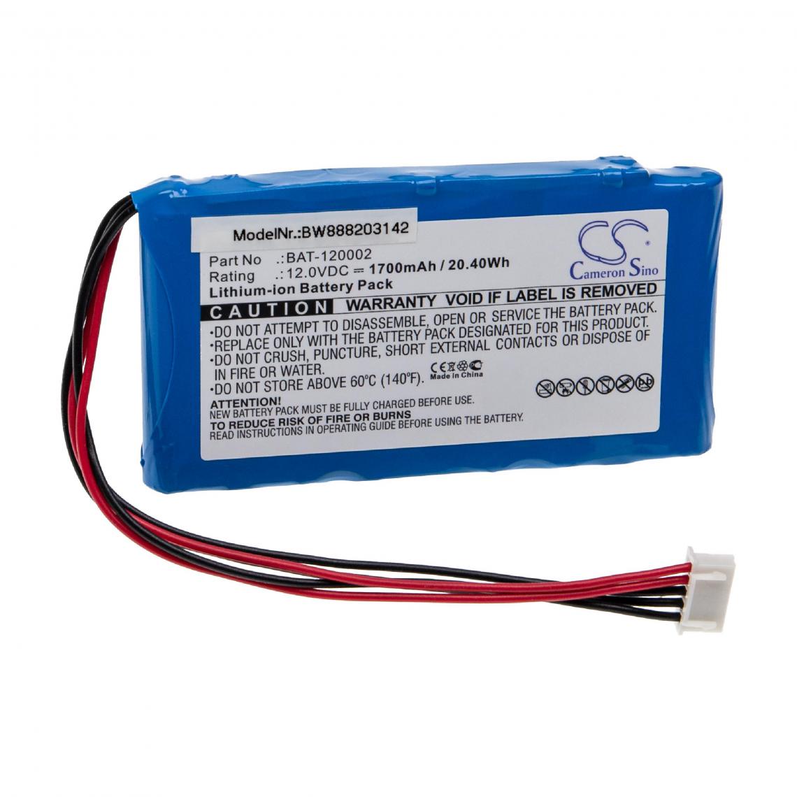 Vhbw - vhbw Batterie compatible avec Biolight BLT-1203A moniteur de surveillance des patients appareil médical (1700mAh, 12V, Li-ion) - Piles spécifiques
