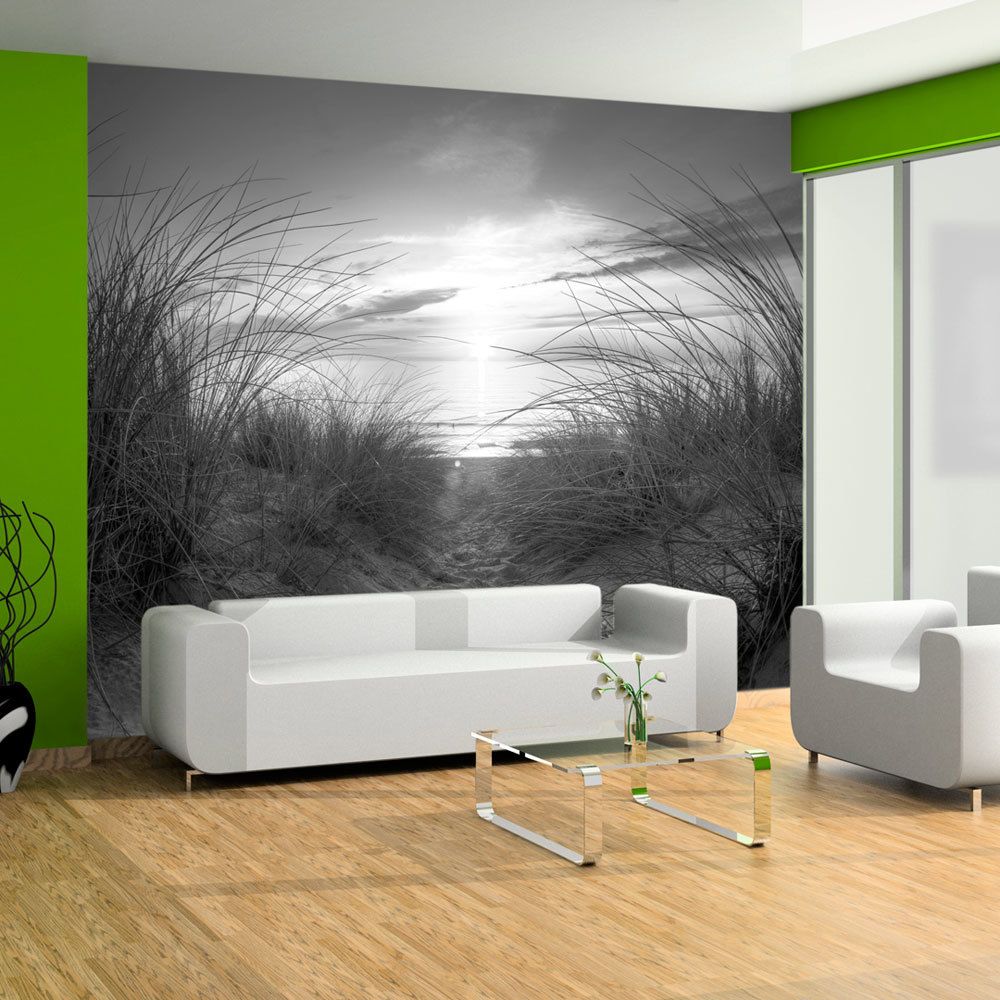 Bimago - Papier peint - plage (noir et blanc) - Décoration, image, art | Paysages | Mer | - Papier peint