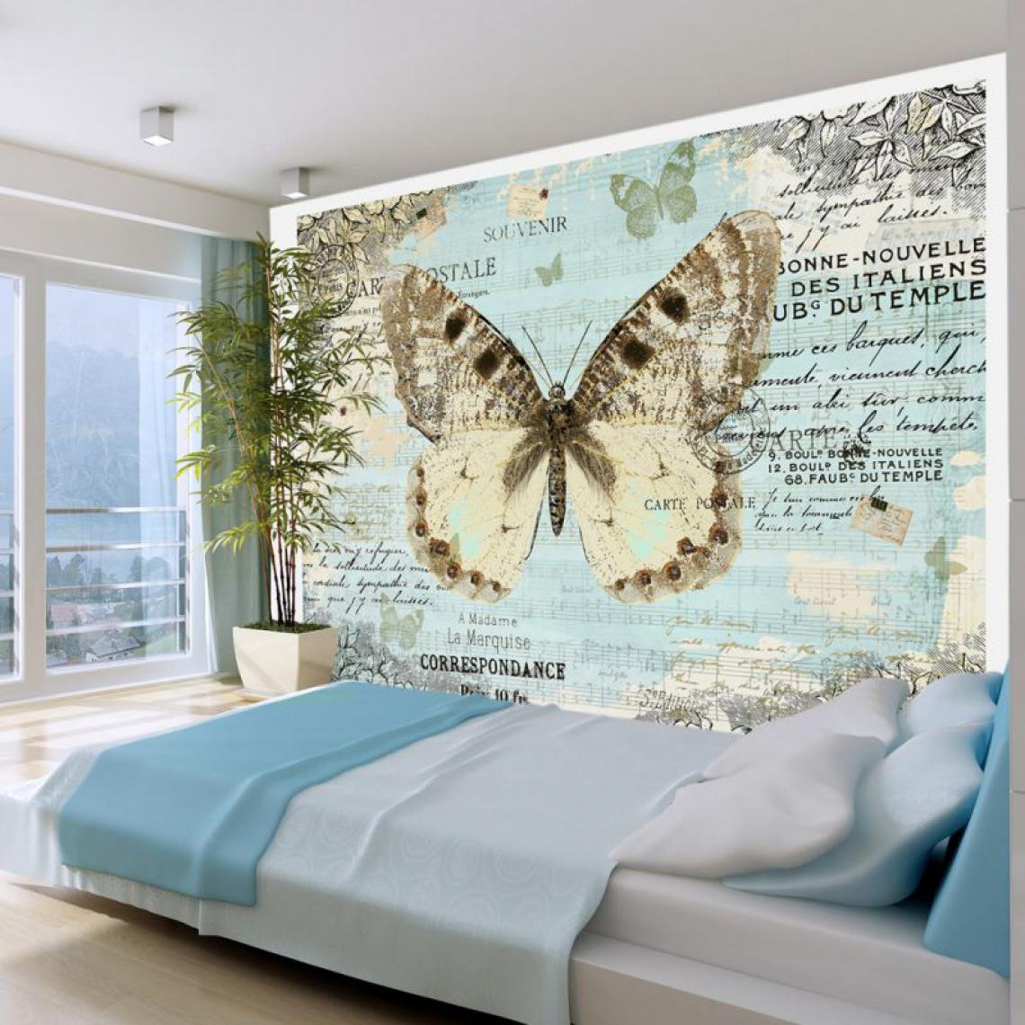 Artgeist - Papier peint - Postcard with butterfly .Taille : 100x70 - Papier peint