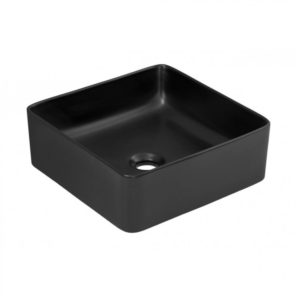 Ac-Deco - Vasque en céramique Slim - 37 x 37 x 13 cm - Noir - Vasque