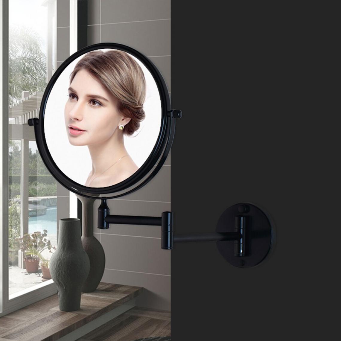 Universal - Miroir de maquillage Miroir de maquillage professionnel Santé Beauté Montage mural Extension Pliage 360 ° Rotation | Miroir de bain(Le noir) - Miroir de salle de bain