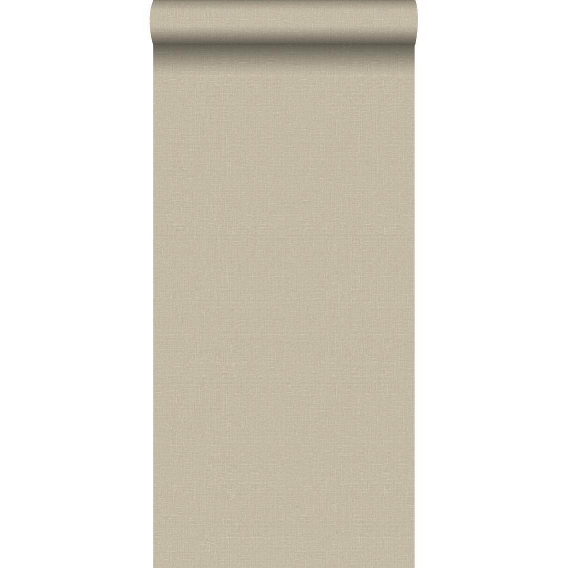 ESTAhome - ESTAhome papier peint uni mat avec texture de lin marron - 127648 - 53 cm x 10,05 m - Papier peint