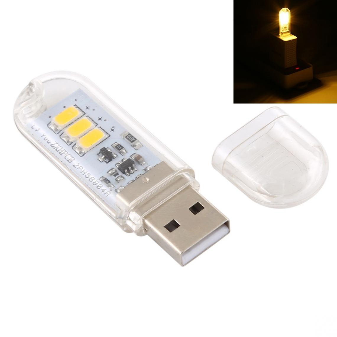 Wewoo - 3W 3LEDs 5V 80LM USB Lampe de livre Lumière de nuit portable chaude - Ampoules LED