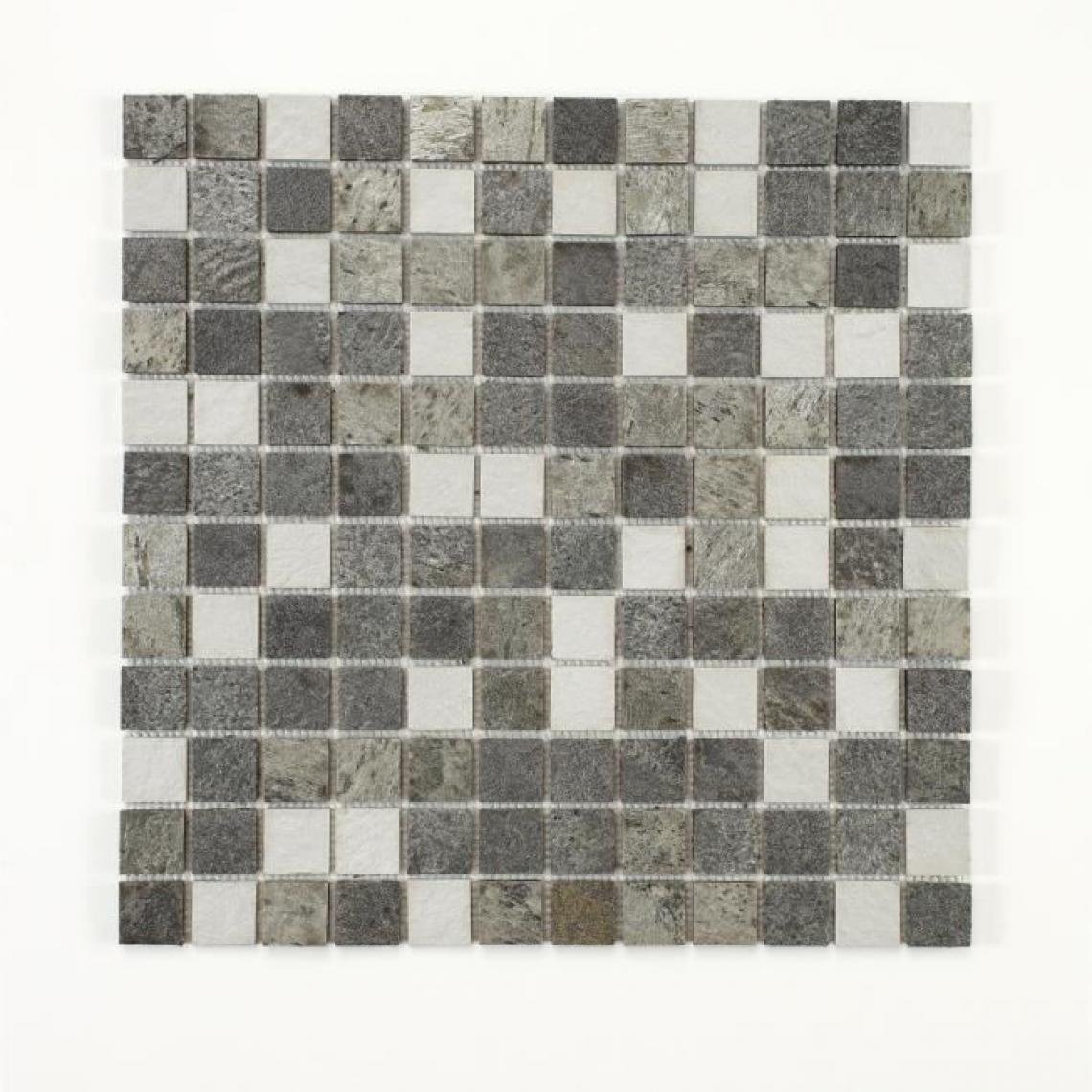 U-Tile - U-TILE Mosaique mixte resine + pierre 30 x 30 cm - carreau 2,5 x 2,5 cm - mixte pierre resine blanc - Receveur de douche